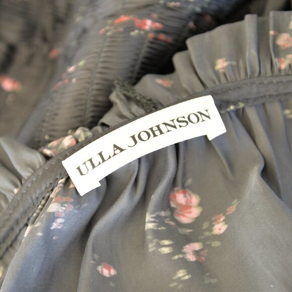 Ulla Johnson Black Ditzy Floral Midi Lucille Drop Waist Dress Sz 8 - Picture 6 of 11